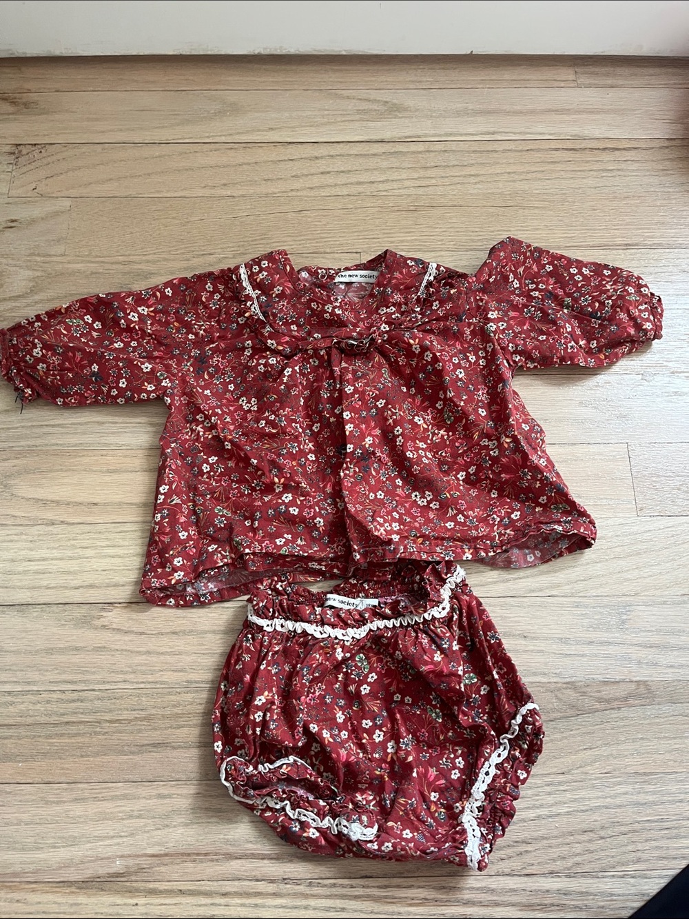 Girls' Plum Floral Matching Set - Top & Bloomers